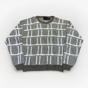 Vintage Sweater Men's XL Geometric Acrylic Crewneck Pullover 90s Gabrielle